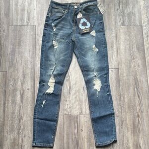 Indigo Rein Dark Blue Distressed Jeans